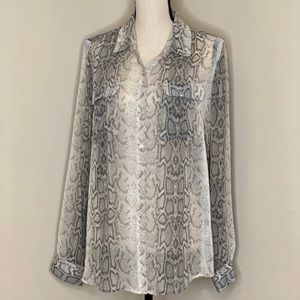 Snake print button down